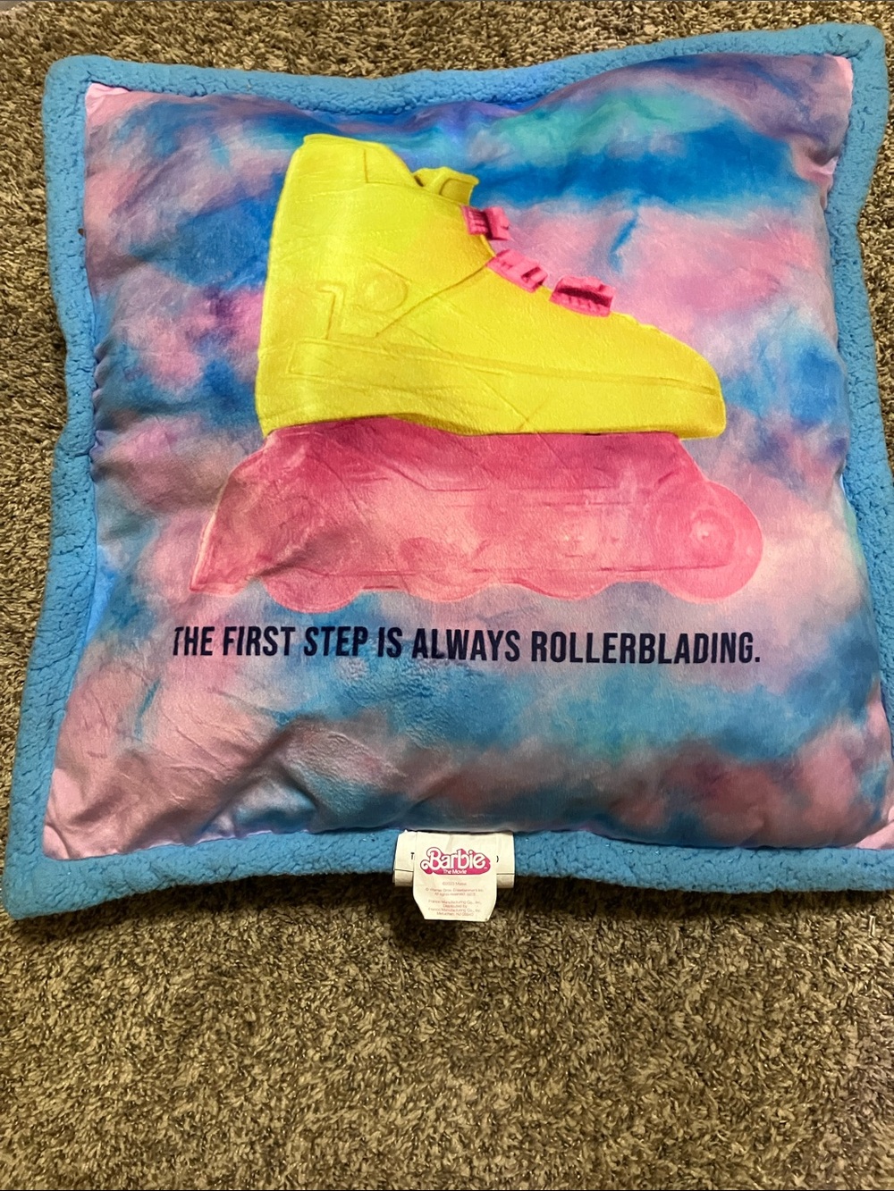 Barbie Blue, Yellow & Pink Rollerblade Accent Pillow